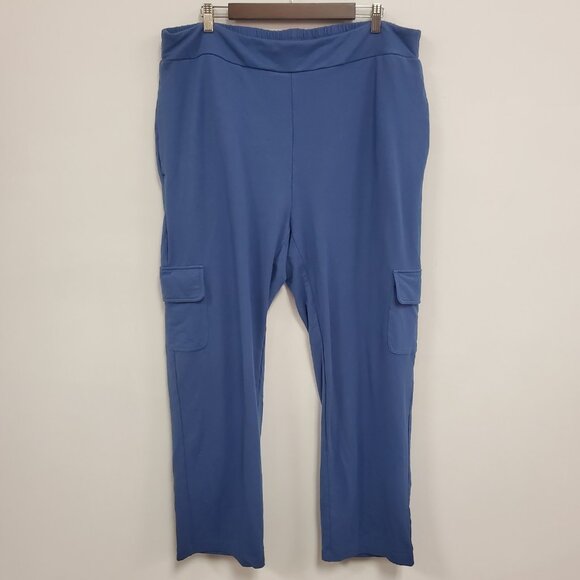 Soft Surroundings Womens Wide Leg Sweatpants Size 1X Blue Athleisure Stretch - Picture 1 of 15